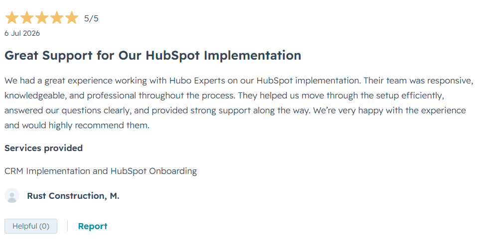 What Clients Say About Our HubSpot Implementation